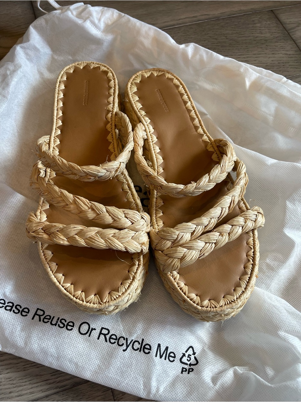 Braided Slide Sandals in Natural Tan - Women